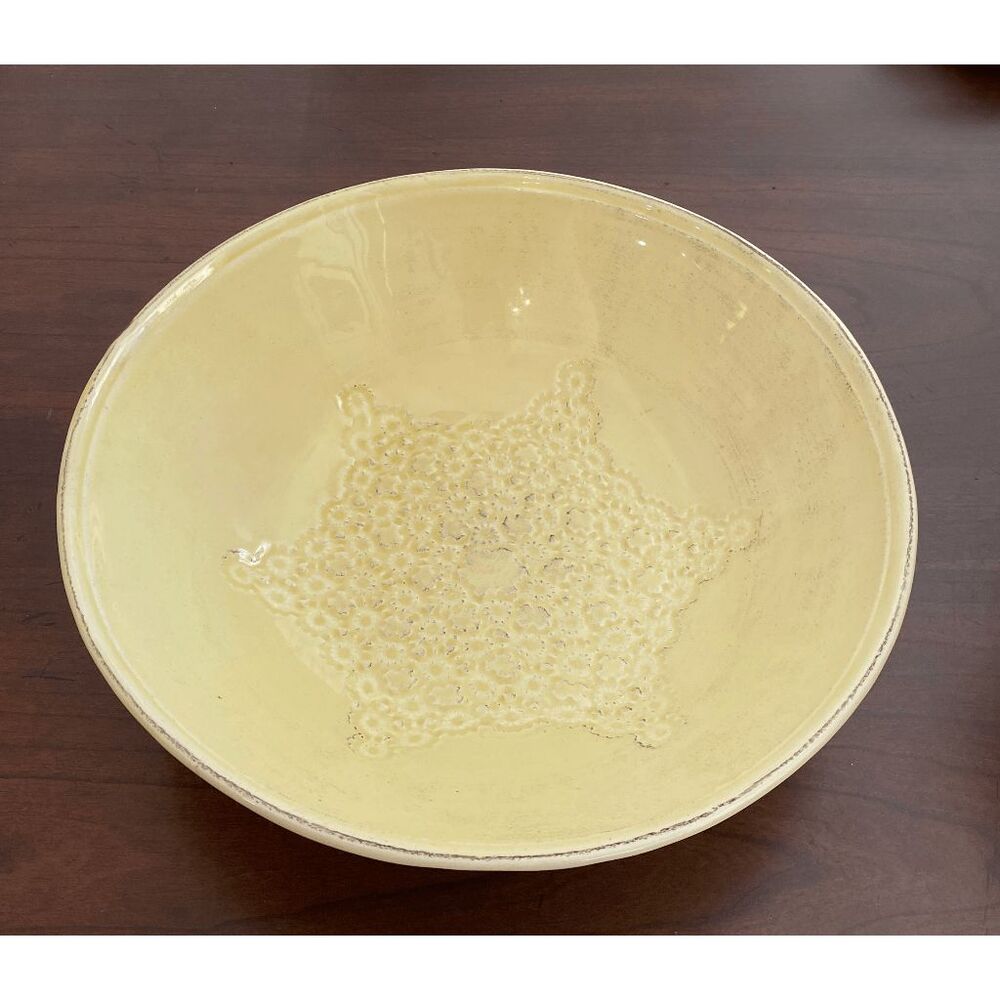 Vintage Maioliche Jessica Italy‎ Buttercream Yellow Large Serving Bowl 12"